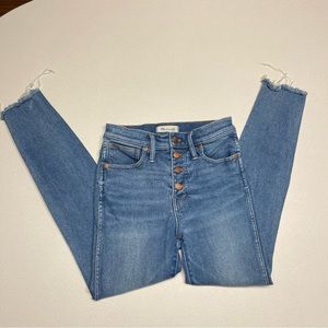 MADEWELL 10” High Rise Skinny Medium Wash Button Front Jeans-Size 26
